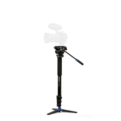 Benro A48F Travel Flip Lock Monopod and S4PRO Fluid Video Head with 4Kg Load Capacity, 3 Leg Base, Pan Arm, Camera Plate and Carrying Case for Mirrorless and DSLR Cameras | A48FDS4PRO