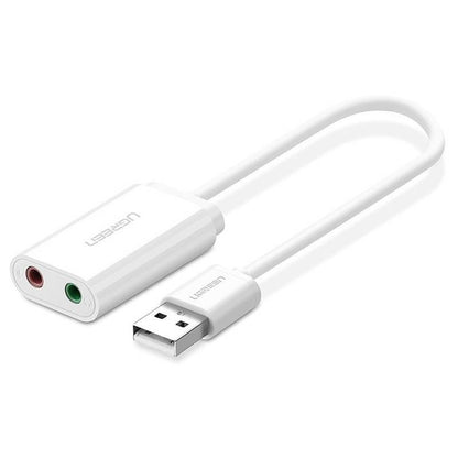 [CLEARANCE] UGREEN USB 2.0 Male to Dual 305mm Female External Stereo Audio Adaptor (White) | 30724 |