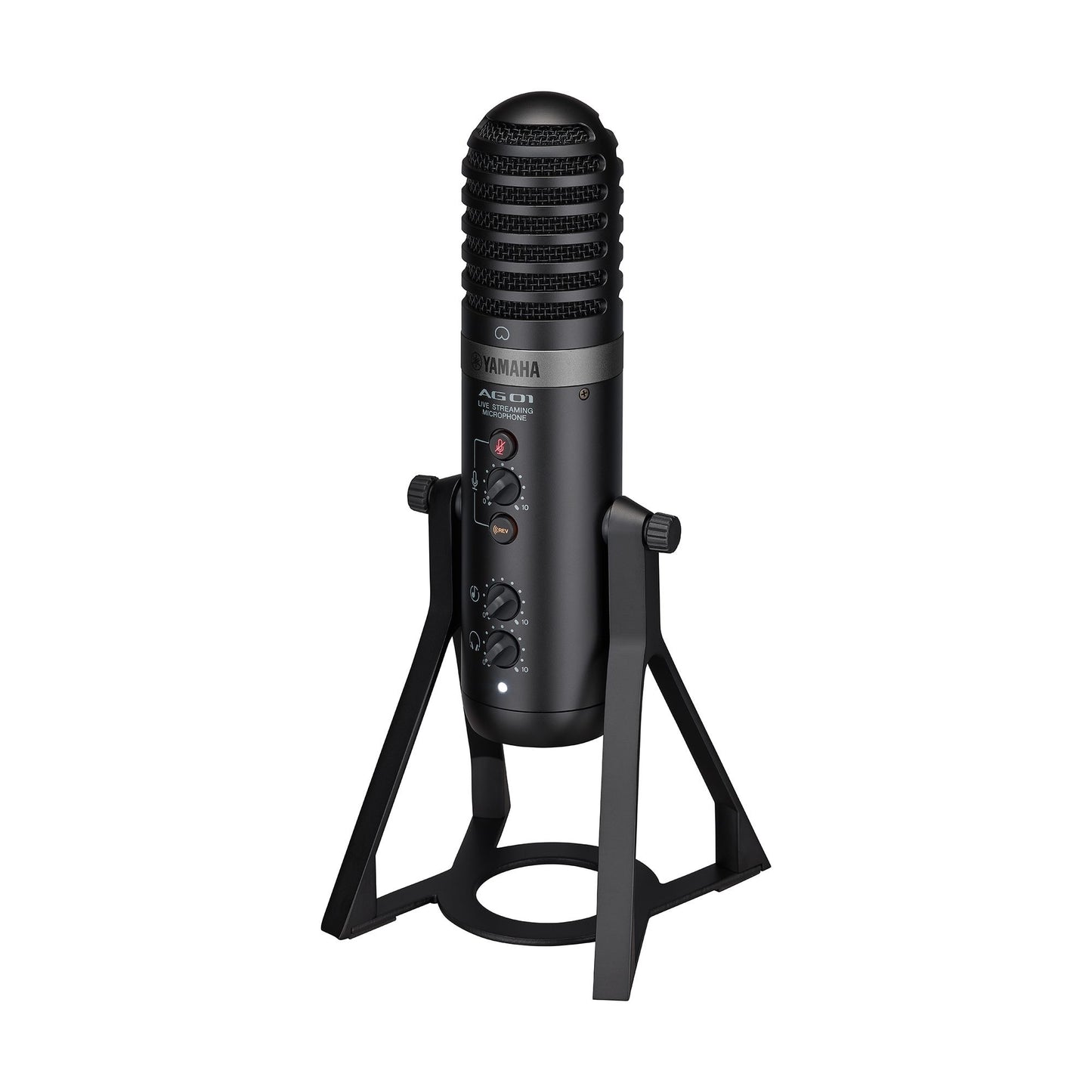 Yamaha AG01 Desktop USB Cardioid Condenser Microphone with Type-C and 3.5mm TRRS AUX I/O, Internal Audio Loopback Function and Built-In Mixer for PC Computer Laptop and Mobile