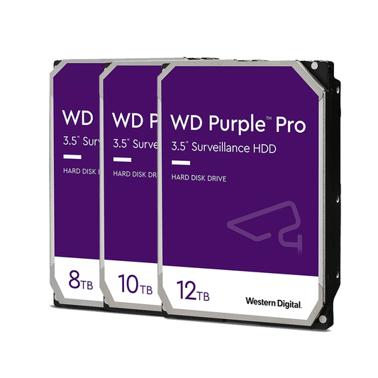 Western Digital WD Purple Pro 3.5" 8TB 10TB 12TB Surveillance SATA HDD Hard Disk Drive with 64 HD Max Camera Support and 64/256MB Cache Buffer for Home and Commercial CCTV System WD8001PURP WD101PURP WD121PURP