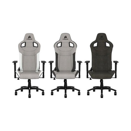 CORSAIR T3 RUSH Gaming Chair with 21" Max Height, Soft Fabric Exterior, Adjustable Armrests & Height, Padded Neck Cushion & Memory Foam Lumbar Support (Charcoal, Gray/White, Gray/Charcoal) | CF-9010029-WW CF-9010030-WW CF-9010031-WW