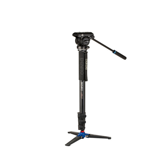 Benro A48F Travel Flip Lock Monopod and S4PRO Fluid Video Head with 4Kg Load Capacity, 3 Leg Base, Pan Arm, Camera Plate and Carrying Case for Mirrorless and DSLR Cameras | A48FDS4PRO
