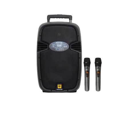 KEVLER EON-12HP 12" 450W 2-Way Full Range Active Loud Speaker with LCD Display and Class D Amplifier, USB Port/Bluetooth/FM Function, Mic Line, RCA and XLR I/O and 2 Wireless Microphones with Rechargeable Battery