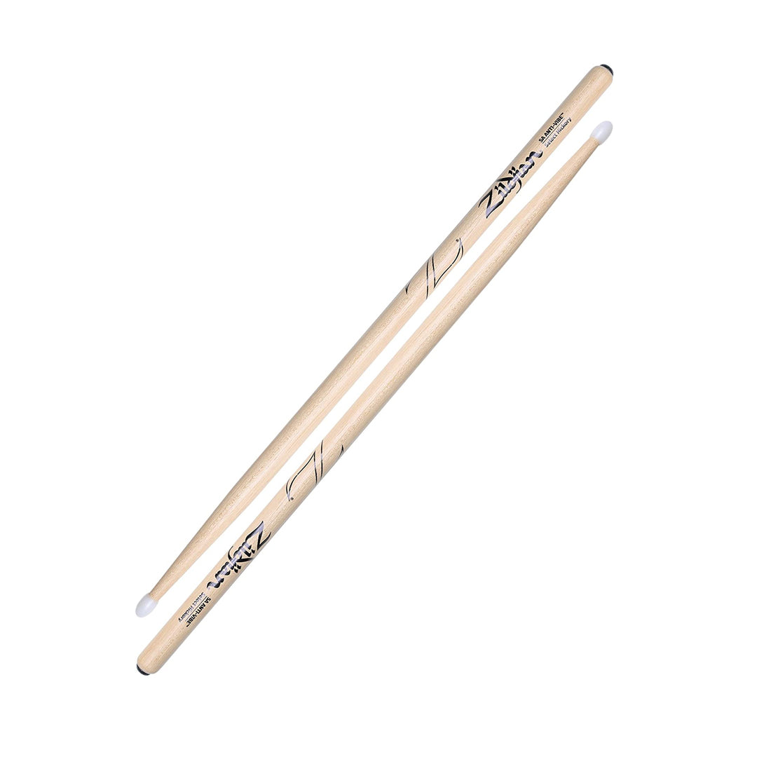 Zildjian 5A Anti-Vibe Series Hickory Drumsticks Oval Tip for Drums and Cymbals (Wood, Nylon) | Z5AA, Z5ANA