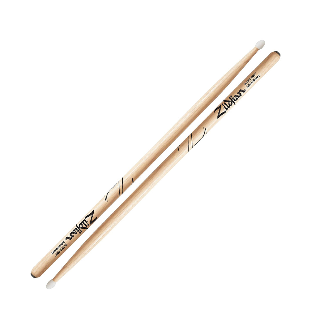 Zildjian 7A Anti-Vibe Series Hickory Drumsticks Round Tip for Drums and Cymbals (Wood, Nylon) | Z7AA, Z7ANA
