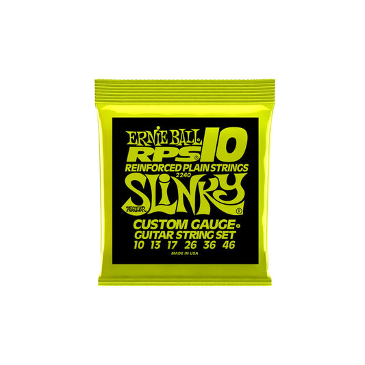 Ernie Ball RPS10 Regular Slinky Bright Gauge Reinforced Plain Electric Guitar Strings Set (.10- .046mm) | 2240