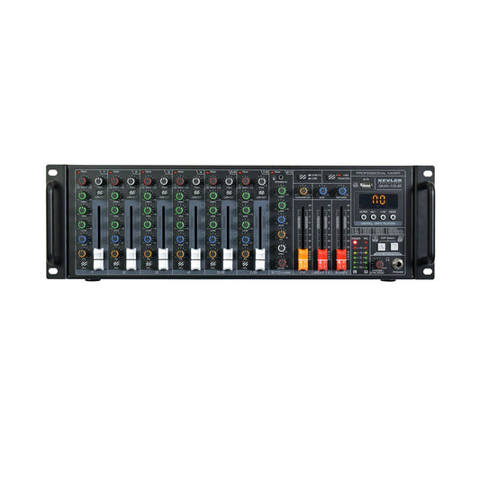 KEVLER GMX-10UB 350W 10-Channel Professional Power Amplifier with Built-In USB Port / MP3 Playback and Record / Bluetooth Function, 3 Band Channel EQ and LCD Display, 6 Mic Line / 3 Stereo I/O, AUX In/Out and DSP Effects Controls