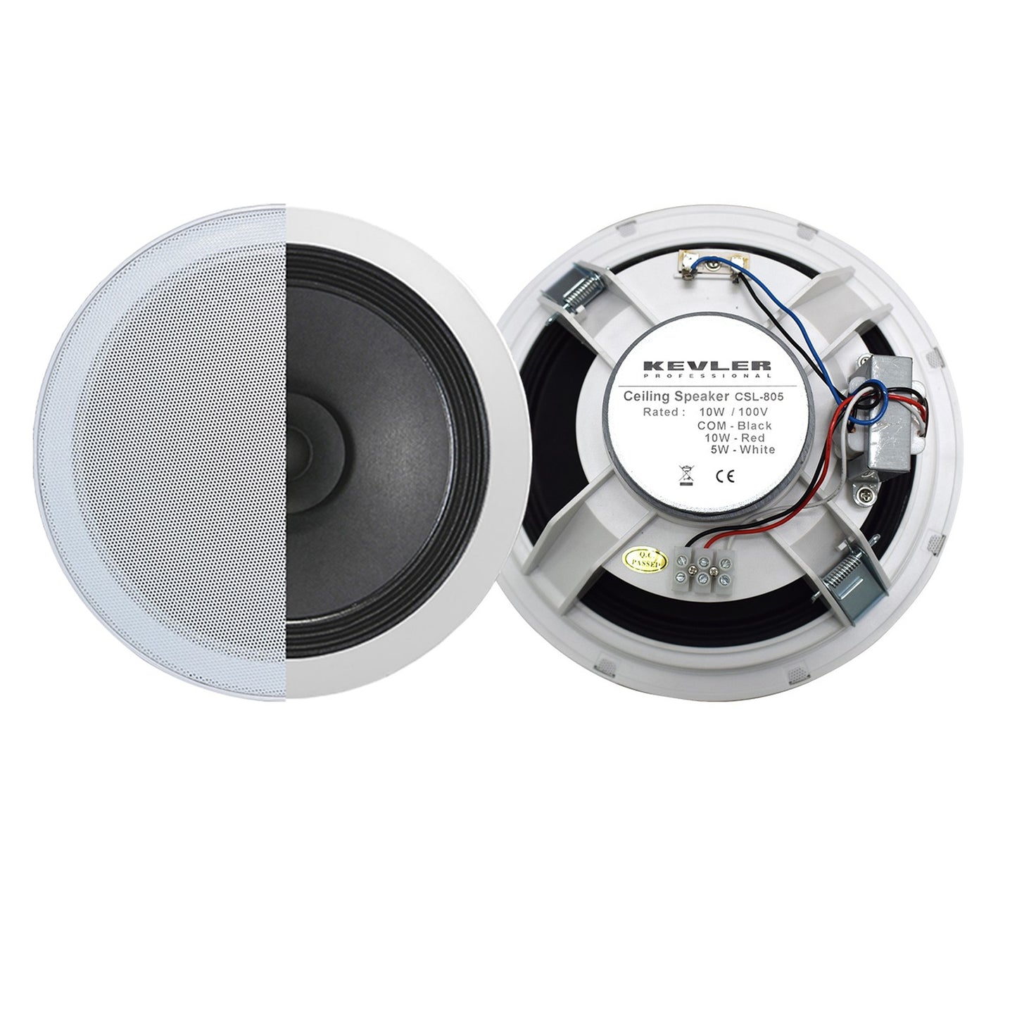KEVLER CSL-805 8" Full Range Dual Cone Frameless Ceiling Speaker with Grille, 95Hz to 16KHz Frequency Response and 94dB Sensitivity Level, 7.2Ohms Impedance and 100V TAP Function