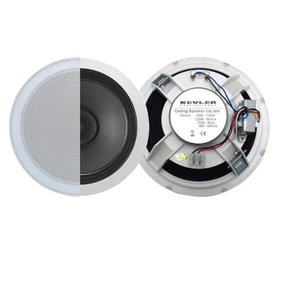 [CLEARANCE] KEVLER CSL-805 8" Full Range Dual Cone Type Ceiling Speaker with Grille, 100V Multi TAP Function, Easy Mount Locking Clamps for Paging System, Large Rooms and Meeting Rooms
