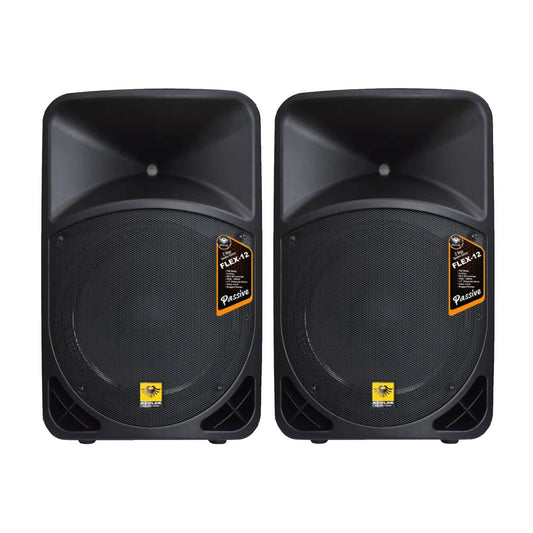KEVLER FLEX-12 12" 700W 2-Way Bass Reflex Range Passive Loud Speaker (Pair) with Multiple Handles, Bottom Pole Mount, Multi Angle Enclosure and Easy Daisy-Chain Loop Connection