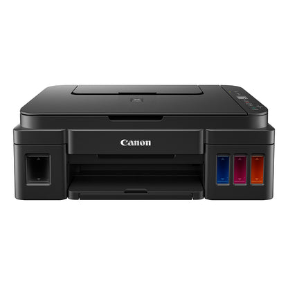 Canon PIXMA G2010 Refillable Inkjet Printer with 1200DPI Printing Resolution, Ink Efficient Feature, 100 Max Sheets, LCD Display and Borderless Printing for Office and Home Use