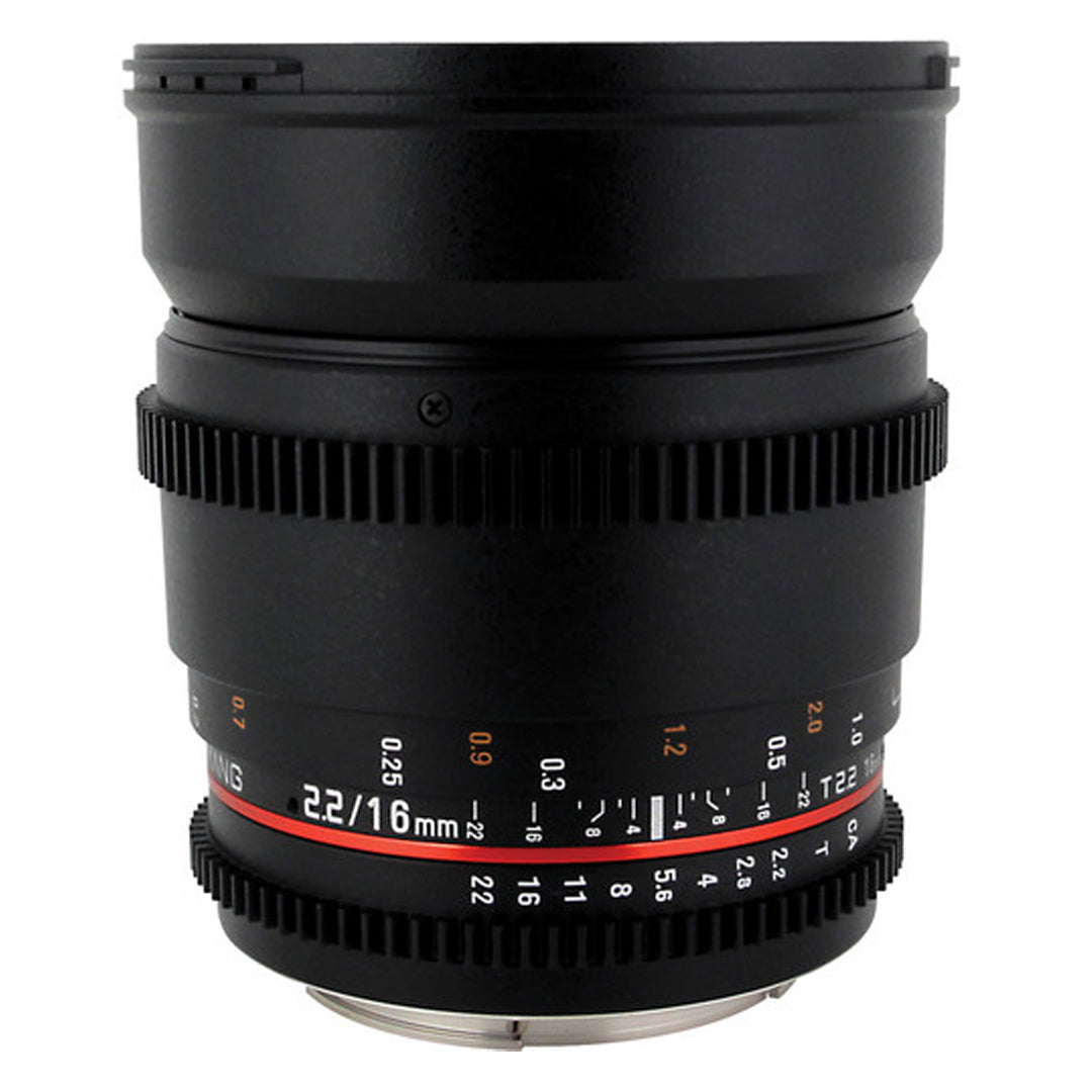Samyang 16mm T2.2 Manual Focus APS-C Wide Angle Cine Lens for Micro Four Thirds MFT Mount Cameras | SYCV16M-MFT
