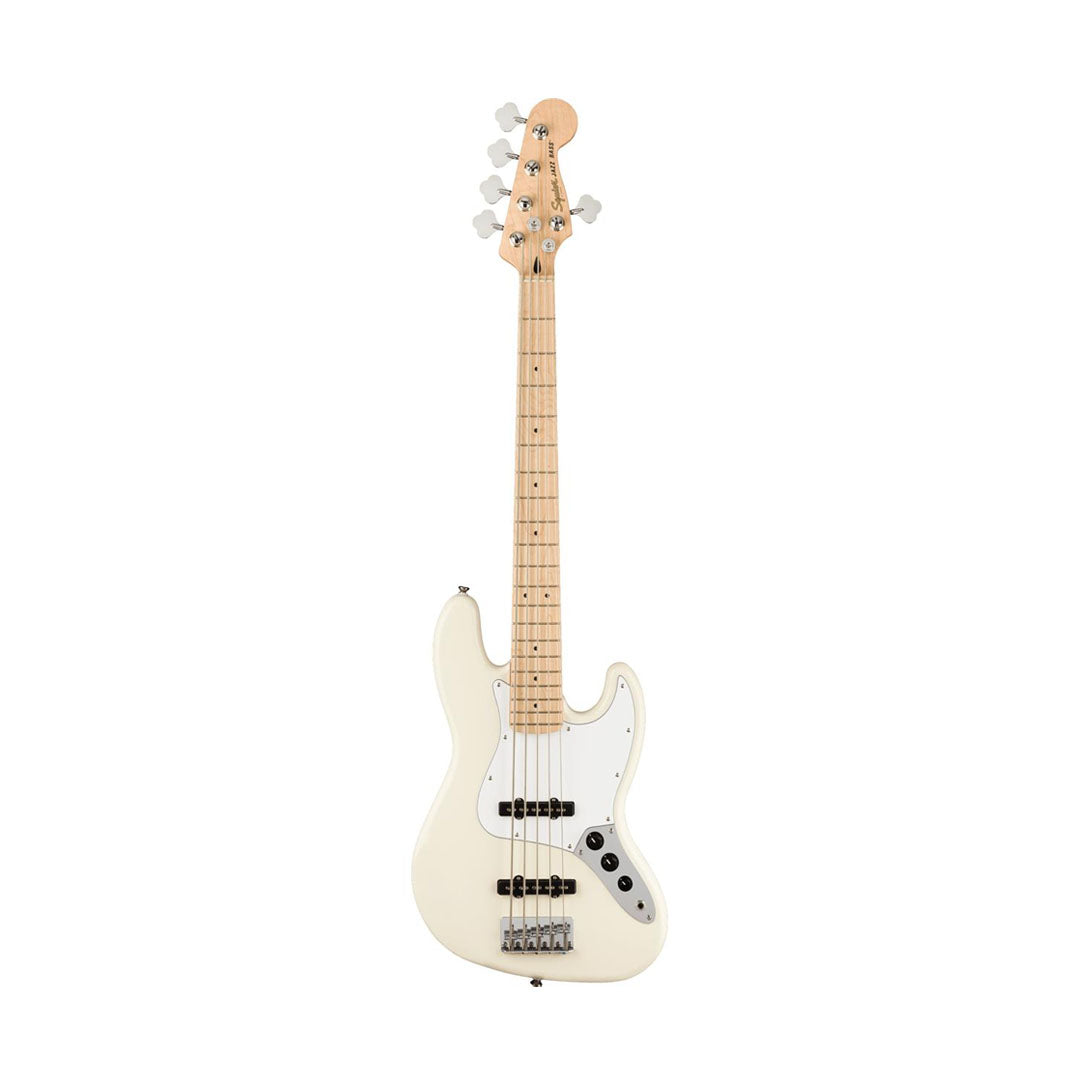 Squier by Fender Affinity Jazz Bass V 5-String Electric Guitar With SS Pickup, 20 frets, Maple Fingerboard (Olympic White)