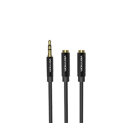 [CLEARANCE] Vention AUX 3.5mm Male to AUX 4-Pole Dual 3.5mm Female 0.3-Meter Cotton Braided (BBM) Stereo Splitter Cable For Mobile Phones, PC, Laptops, Speakers