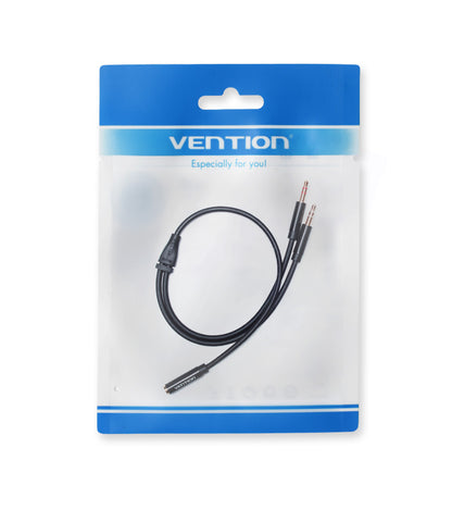 [CLEARANCE] Vention TRS Dual 3.5mm Male to 4-Pole 3.5mm Female 0.3-Meter ABS Type Gold Plated (BBTBY) Audio Cable for Amplifiers, PC, Laptops