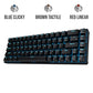 Royal Kludge RK RKG68 68 Keys Mechanical Gaming Keyboard 2.4G Wireless Hot Swappable TKL with Bluetooth 5.0 (White, Black) (Blue Clicky, Red Linear, Brown Tactile Switch)