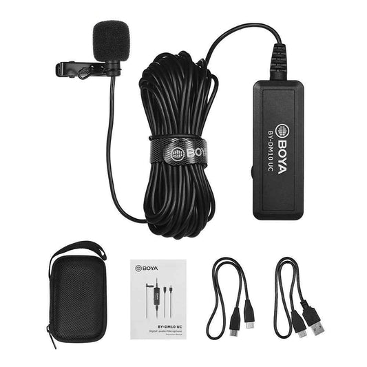 Boya BY-DM10 UC USB-C / Type-C Plug Broadcast Lavalier Microphone with Windscreen, Cable Length: 6m (Black)