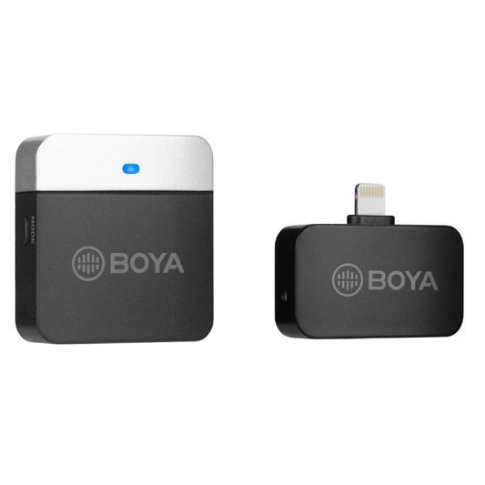 Boya BY-M1LV U/D 2.4GHz Wireless Microphone System Type-C USB / iOS Lightning Port Transmitter Receiver Mini Recording Mic for Mobile Interviews and Vlogging