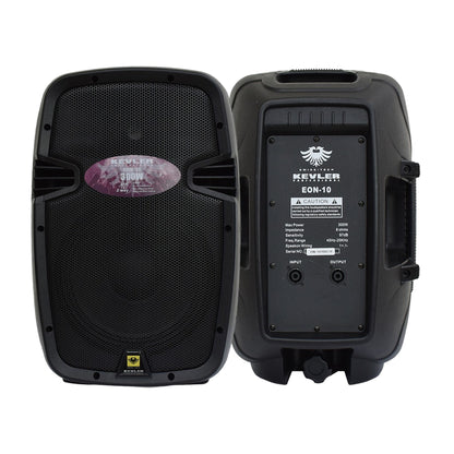 KEVLER EON-10 10" 300W 2-Way Bass Reflex Full Range Passive Loud Speaker with Multiple Handles, Bottom Pole Mount, Multi Angle Enclosure and Easy Daisy-Chain Loop Connection
