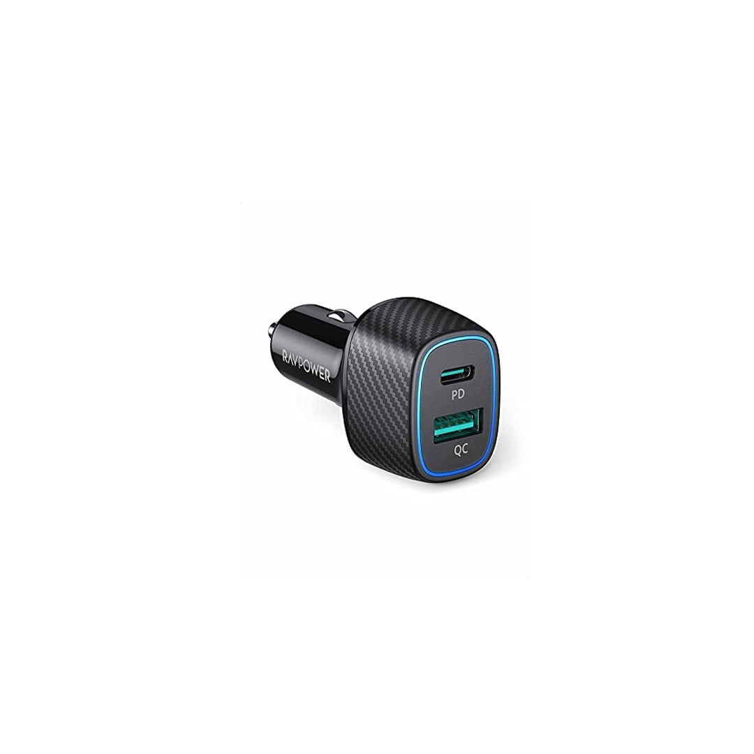 RAVPower 2-Port USB Car Charger & Quick Charging 60W with LED Ambient Light | RP-VC009