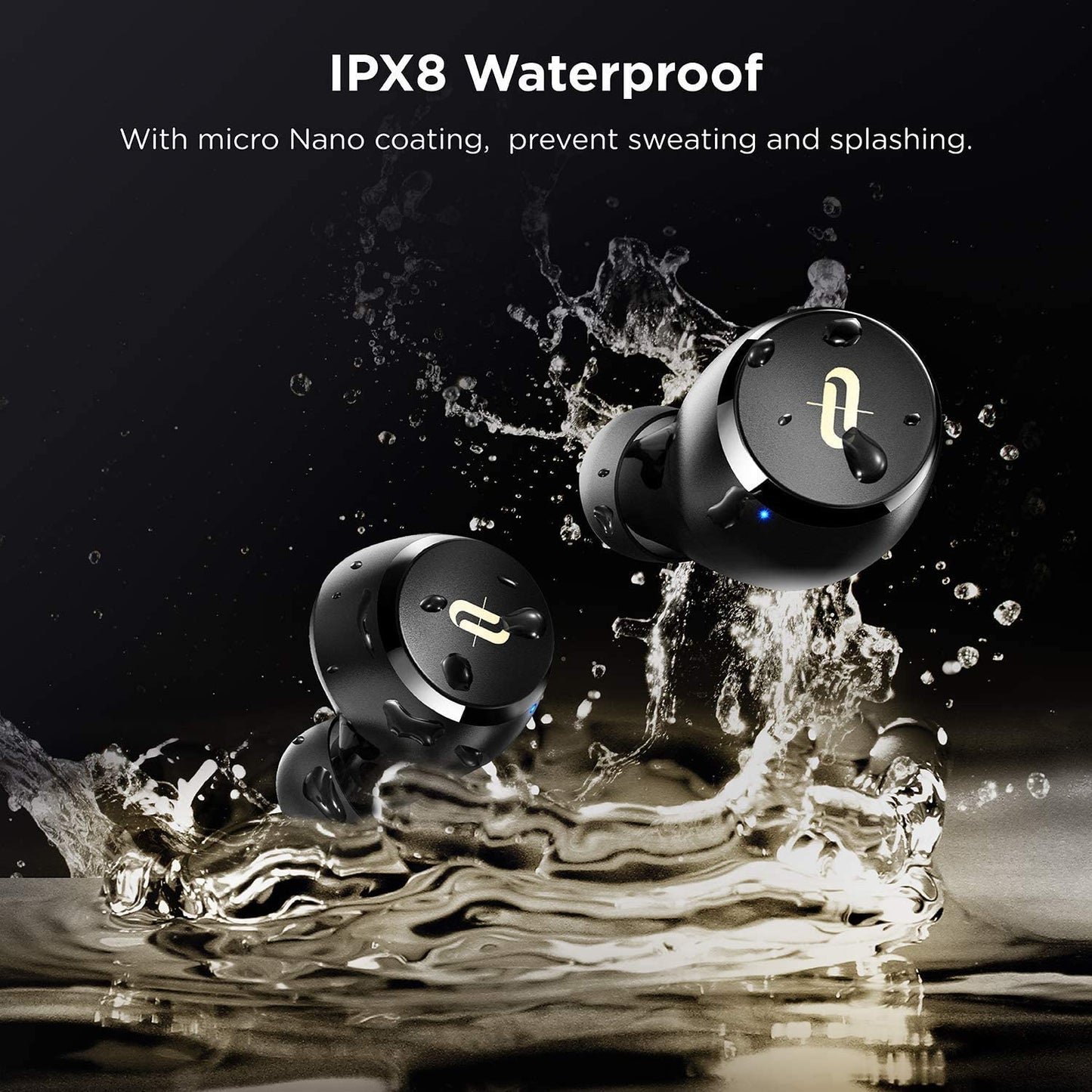 TaoTronics SoundLiberty 97 True Wireless Earbuds Bluetooth 5.0 IPX8 Waterproof Earphones with 9h Playtime AptX Stereo Bass TT-BH097