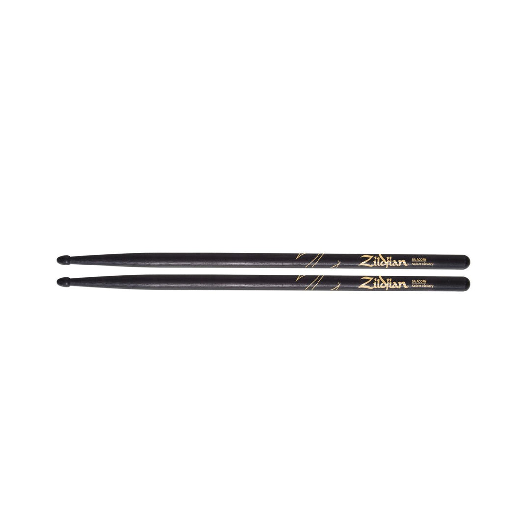 Zildjian Z5AACB Hickory Wood Drumsticks Acorn Tip for Drums and Cymbals (Black)