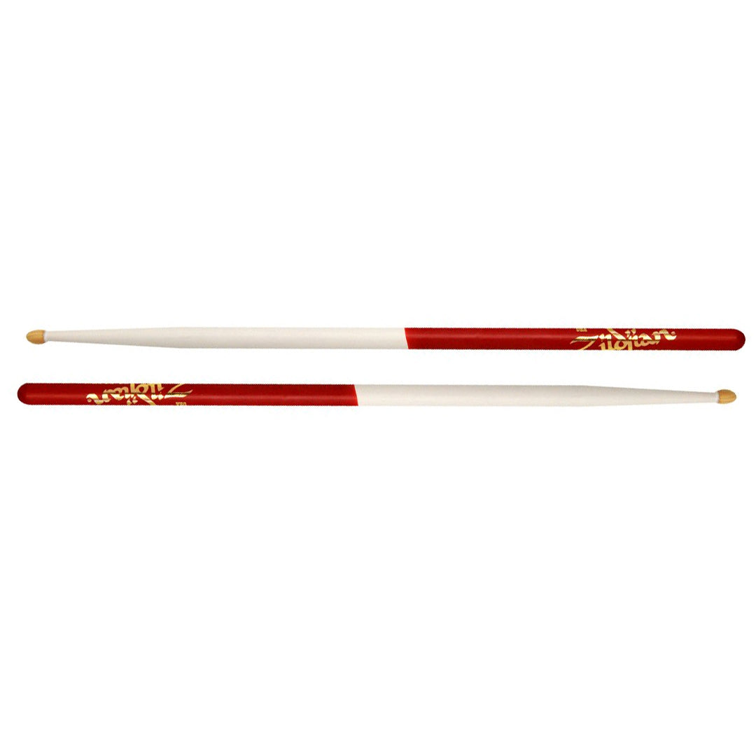 Zildjian Hickory Wood Drumsticks Acorn Tip for Drums and Cymbals (Black/Natural, Red/White) | Z5AACD, Z5AACWDR