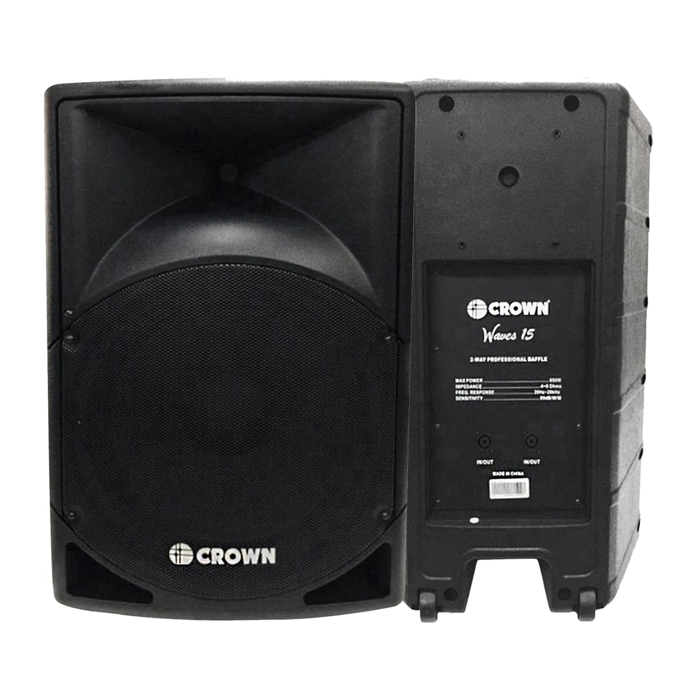 Crown Waves 950W 15" 2-Way Passive Baffle Speaker with Max 4-8 Ohms Impedance, 20Hz-20kHz Frequency Response, 99dB Sensitivity Level | WAVES-15