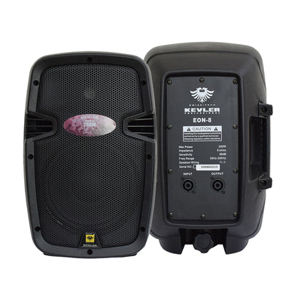 KEVLER EON-8 8" 200W 2-Way Bass Reflex Full Range Passive Loud Speaker (Pair) with Multiple Handles, Bottom Pole Mount, Multi Angle Enclosure and Easy Daisy-Chain Loop Connection