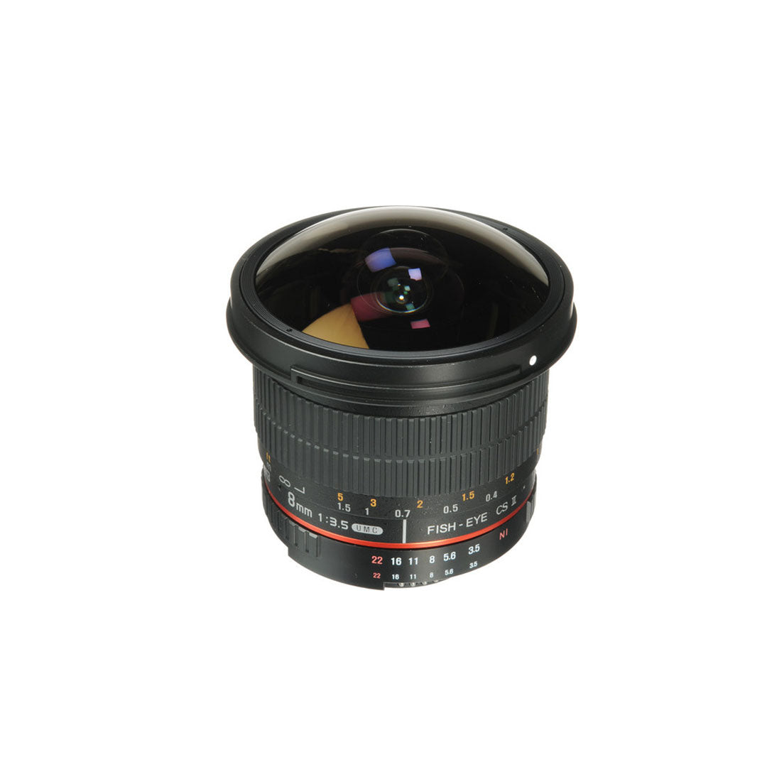 Samyang 8mm f/3.5 HD Fisheye Manual Focus Wide Angle with Focus Confirm Chip and Removable Hood for Full Frame Nikon F Mount Cameras | SYHD8MAE-N | JG Superstore