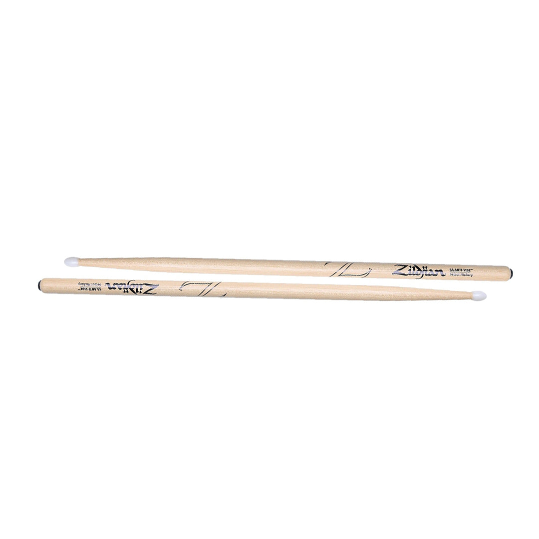 Zildjian 5A Anti-Vibe Series Hickory Drumsticks Oval Tip for Drums and Cymbals (Wood, Nylon) | Z5AA, Z5ANA