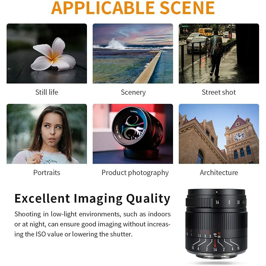 7Artisans 55mm f1.4 APS-C Manual Prime Lens (E-Mount) for Sony Mirrorless Cameras with Bokeh Effect
