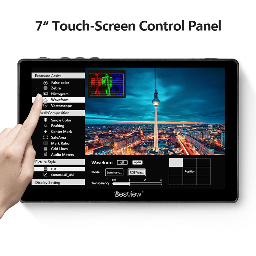 Desview / Bestview R7 7 Inch Field Monitor with Touch Screen Controls, 1920  x 1200 Resolution, 1000nit Brightness and 4k HDMI Input / Output Support ...