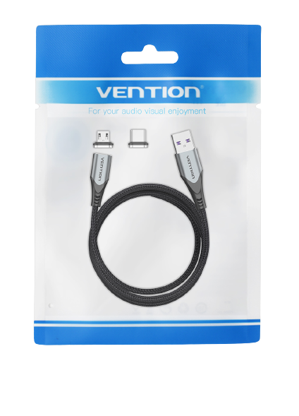 Vention USB 2.0 A Male to 2-in-1 Micro-B & USB-C Male 5A 480Mbps Magnetic Cable (CQN) (Available in Different Lengths)