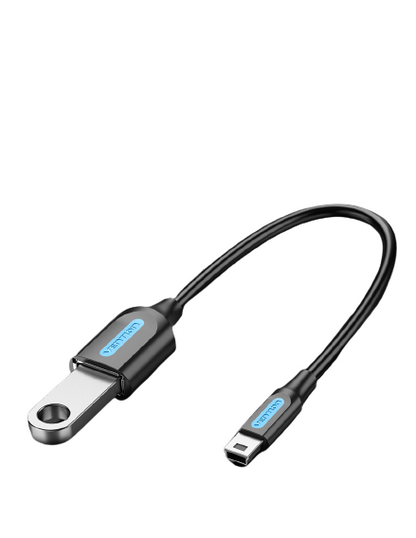 Vention USB 2.0 Mini-B Male to A Female OTG 0.15M Tinned Copper Cable 480Mbps (CCT) Black PVC Type