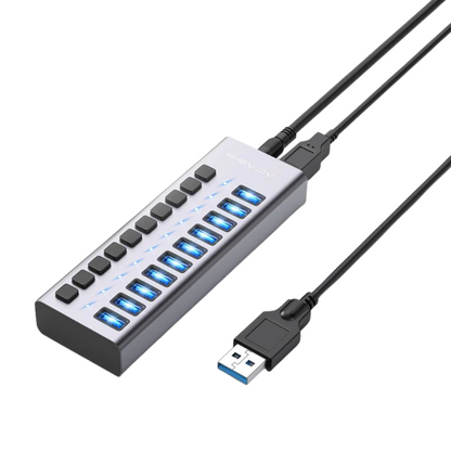 ACASIS 16-Port Ports USB 3.0 Splitter Docking Station Charging Hub with 5Gbps High-Speed Data, 7.5A Fast Charging, and 12V External DC Power Adapter | HS-716MG