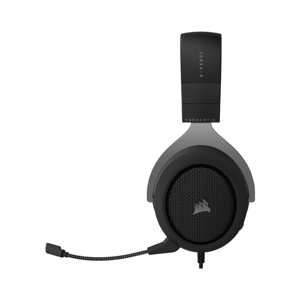 CORSAIR HS60 Haptic Wired USB Gaming Headphone with Taction Tactile Bass Technology Detachable Unidirectional Microphone and On Ear Controls for PC