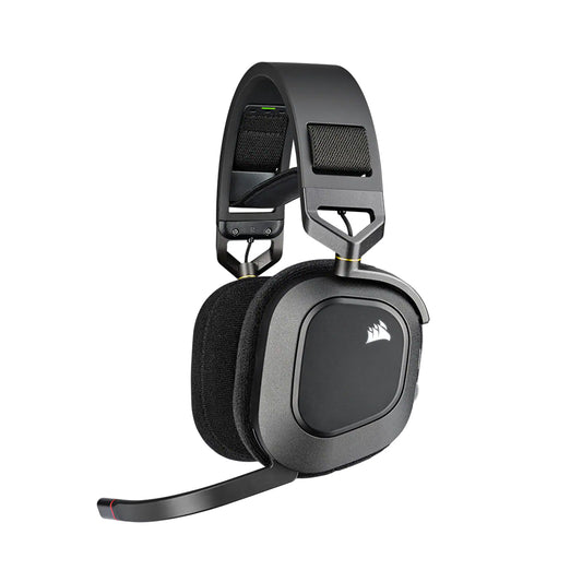 CORSAIR HS80 Wireless iCUE RGB Gaming Headphone with 20hrs Rechargeable Battery Life, 6-Meter Max Range, Dolby Atmos Surround, SlipStream Connection and Omnidirectional Flip to Mute Microphone (Carbon, White) | CA-9011235-AP CA-9011236-AP