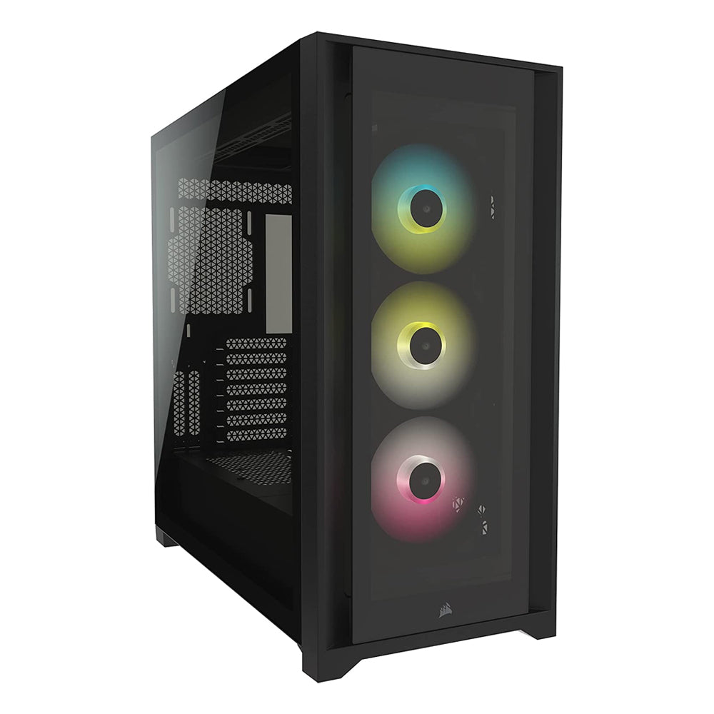 CORSAIR 5000X Mid-Tower ATX PC Case with iCUE RGB, Slide-On Tempered Glass Side Panel, 6 Drive Slots, Glass Front Panel and Vertical GPU Mounting Support (Black, White) | CC-9011212-WW CC-9011213-WW