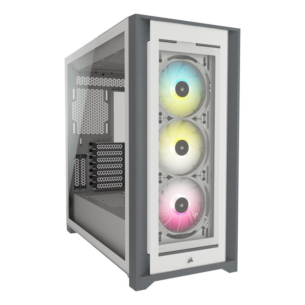 CORSAIR 5000X Mid-Tower ATX PC Case with iCUE RGB, Slide-On Tempered Glass Side Panel, 6 Drive Slots, Glass Front Panel and Vertical GPU Mounting Support (Black, White) | CC-9011212-WW CC-9011213-WW