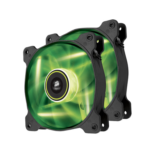 CORSAIR Air SP Series SP120 SP140 120mm / 140mm 2pcs 2x Desktop System Unit Cooling Fan with Green Color LED Light, 1650 / 1440 RPM Fan Speed and Custom Molded 6 Fan Blades for Desktop Computer | CO-9050032-WW CO-9050037-WW