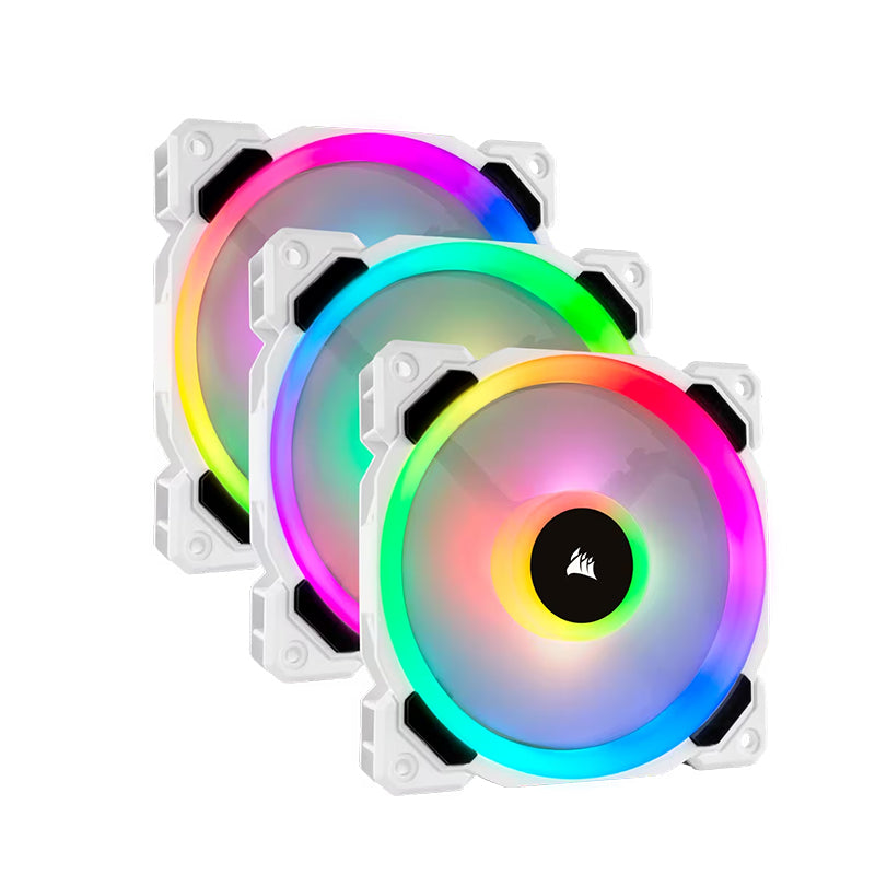 CORSAIR LL120 iCUE RGB 3pcs 120mm Desktop System Unit PWM Cooling Fan Pack with Included Lighting Node Pro Hub with Light Effect Presets, 1500 RPM Fan Speed, Hydraulic Motor for PC Computer (Black, White) | CO-9050072-WW CO-9050092-WW