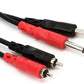Hosa Technology Two 1/4" Phone Male to Two 1/4" Phone Male Unbalanced Cable (Molded Plugs) - 3.3'