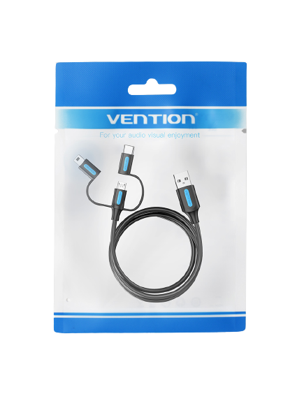Vention 3 in 1 USB 2.0 to Micro USB, Type-C, and Mini USB Charging Cable for Smartphones (0.5M, 1M) | CQIB