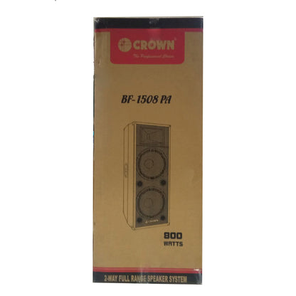 Crown 800W 15" Woofer x 2 Instrumental 2-Way Karaoke Speaker with Full Range, 25Hz-20KHz Frequency Response, Max 8 Ohms Impedance and 102dB Sensitivity Level | BF-1508 PA