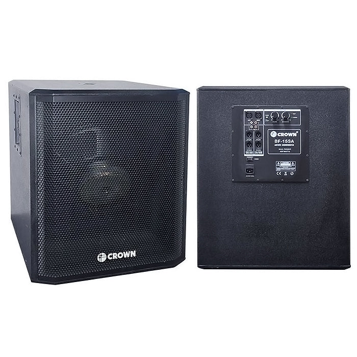 Crown 400W 15" Active Subwoofer with Speaker Volume Control, Built-In 2 Full Range and High Pass XLR Male, 2 RCA Jacks with 45Hz-18kHz Frequency Response, Max 8 Ohms Impedance | BF-15SA