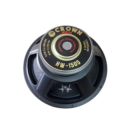 Crown 500W 15" HiFi Professional Series SubWoofer Audio Speaker with 80Hz-2KHz Frequency Response, Max 8 Ohms Impedance, 60.5mm Voice Coil, 104dB Sensitivity Level | HW-1505
