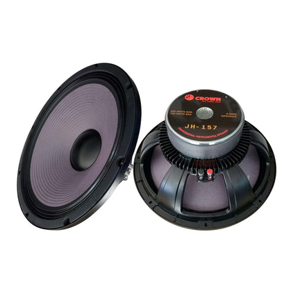 [CLEARANCE] Crown 750W / 1000W / 1200W 15" Jack Hammer Series Professional Instrumental High Power Speaker with Aluminum Die-Cast Casing, Max 8 Ohms Impedance and 99dB Sensitivity Level | JH-1510, JH-1512, JH-157