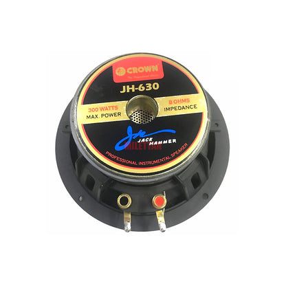 Crown 300W 6½" Jack Hammer Series Professional Instrumental High Power Speaker with Aluminum Die-Cast Casing, Max 8 Ohms Impedance, 35.5 Voice Coil, 100Hz-15Khz Frequency Response & 107 dB Sensitivity Level | JH-630