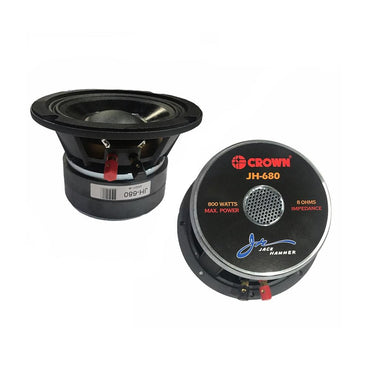 Crown 800W 6" Jack Hammer Series Professional Instrumental High Power Speaker with Aluminum Die-Cast Casing, Max 8 Ohms Impedance, 50 Voice Coil, 50Hz-18kHz Frequency Response & 113dB Sensitivity Level